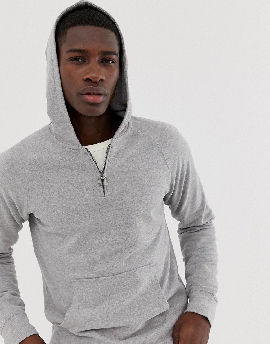 Selected Homme 1/4 zip hoodie with raglan sleeve