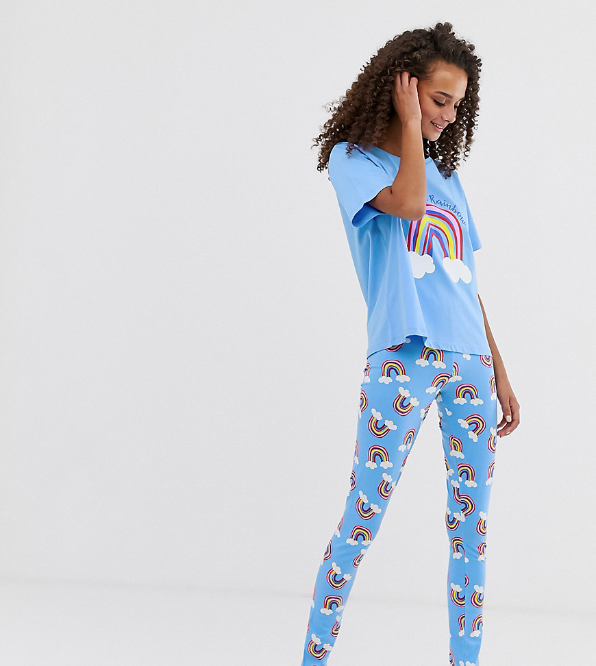 ASOS DESIGN rainbow legging pyjama set