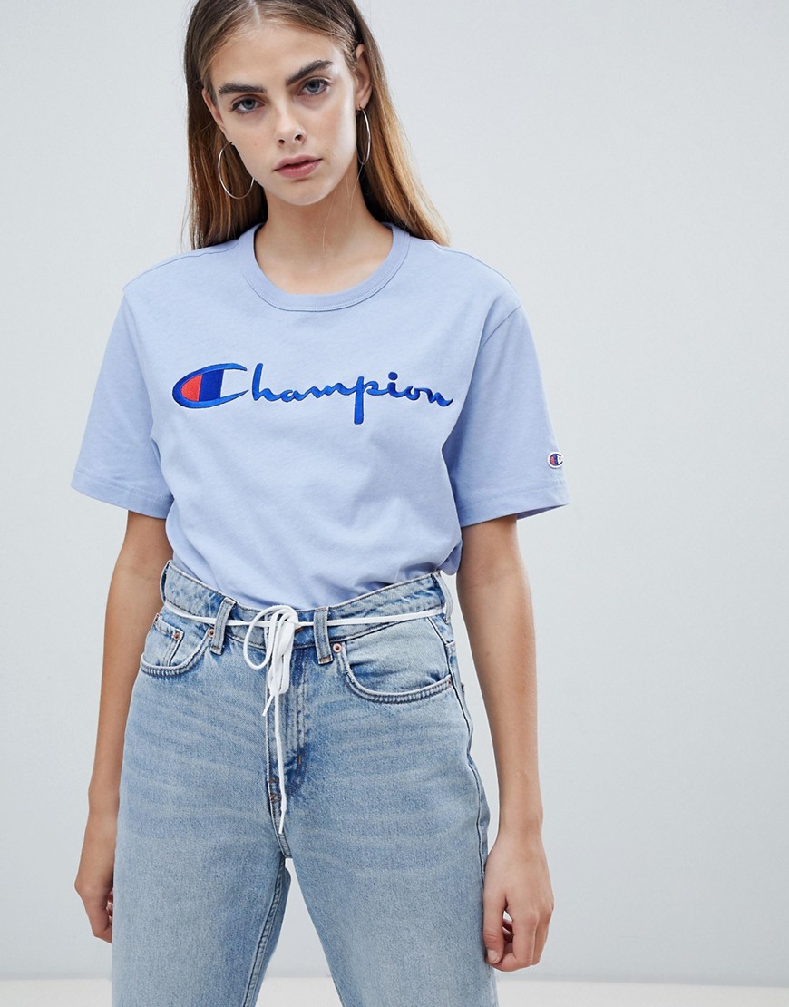 Champion oversized t-shirt with front logo - Light blue