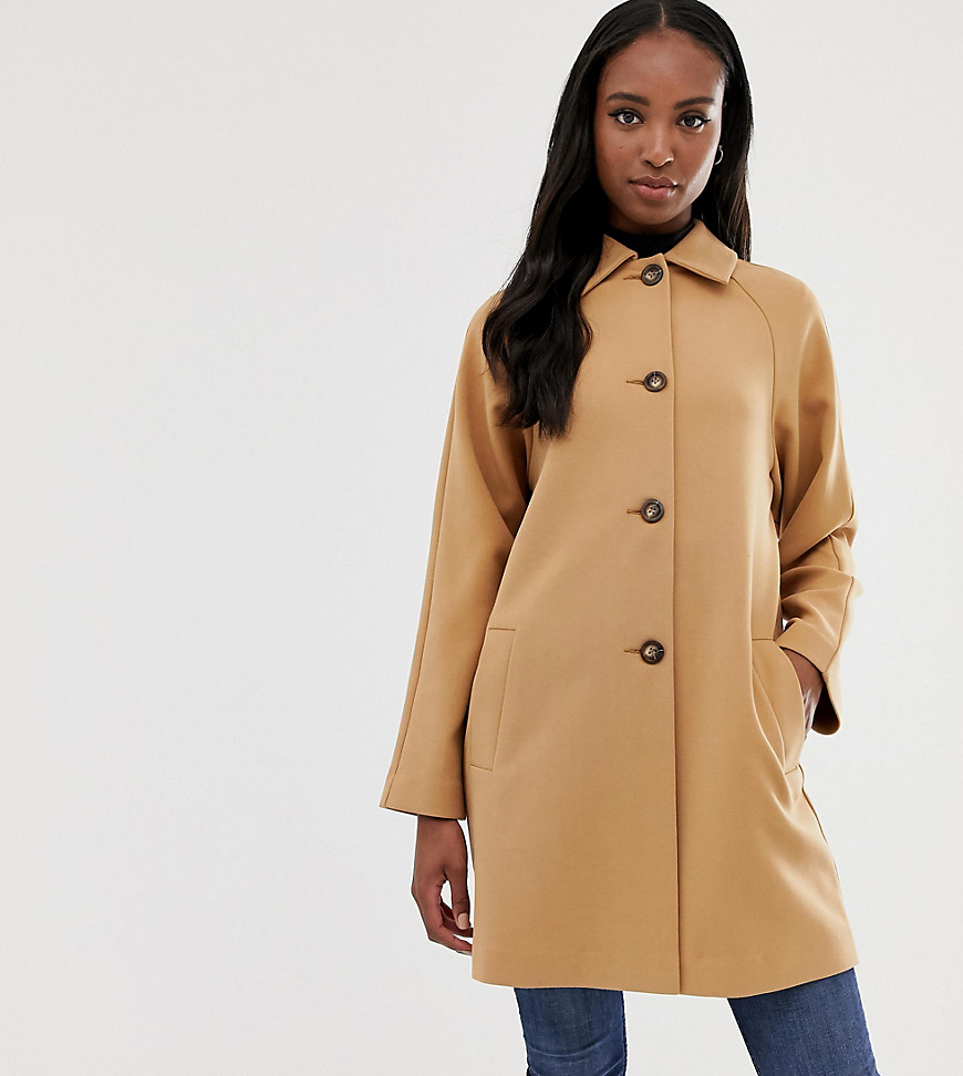 ASOS DESIGN Tall crepe coat with buttons