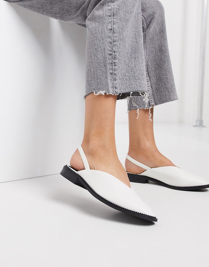 ASOS DESIGN Mapping slingback flat shoes in white