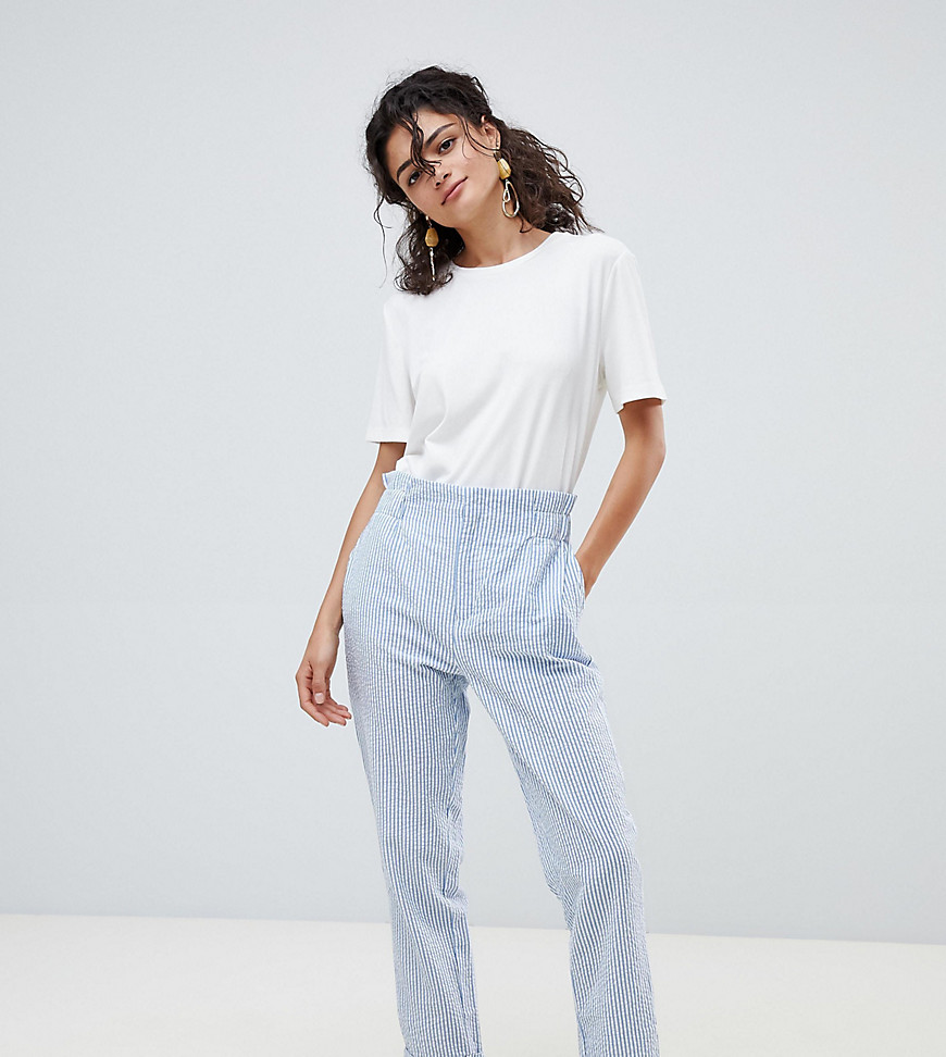 Mango high waist summer trousers in blue and white stripes