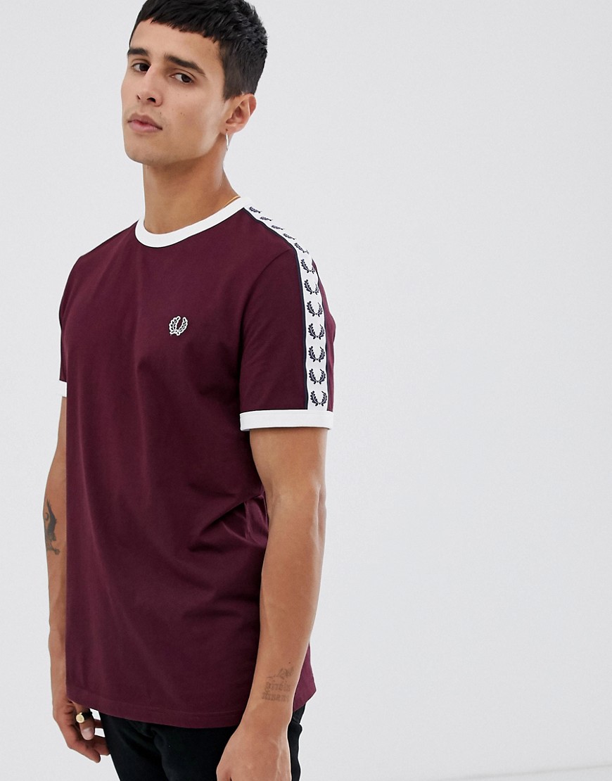 Fred Perry Sports Authentic taped ringer t-shirt in burgundy