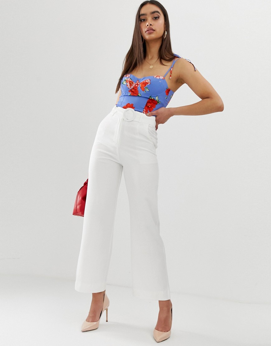 Fashion Union wide leg trousers with waist belt co-ord