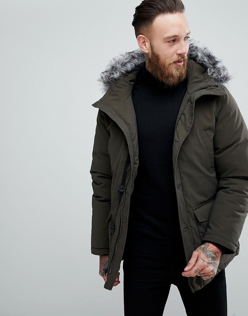 Devils Advocate Premium Parka With Japanese Faux Fur Hood Coat - Green
