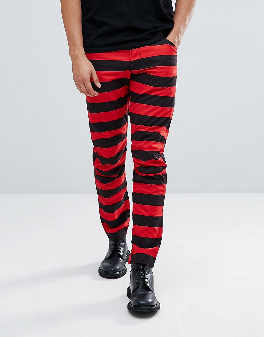 G-Star Elwood 5622 x 25 Pharrell Jeans in Stripe - Red