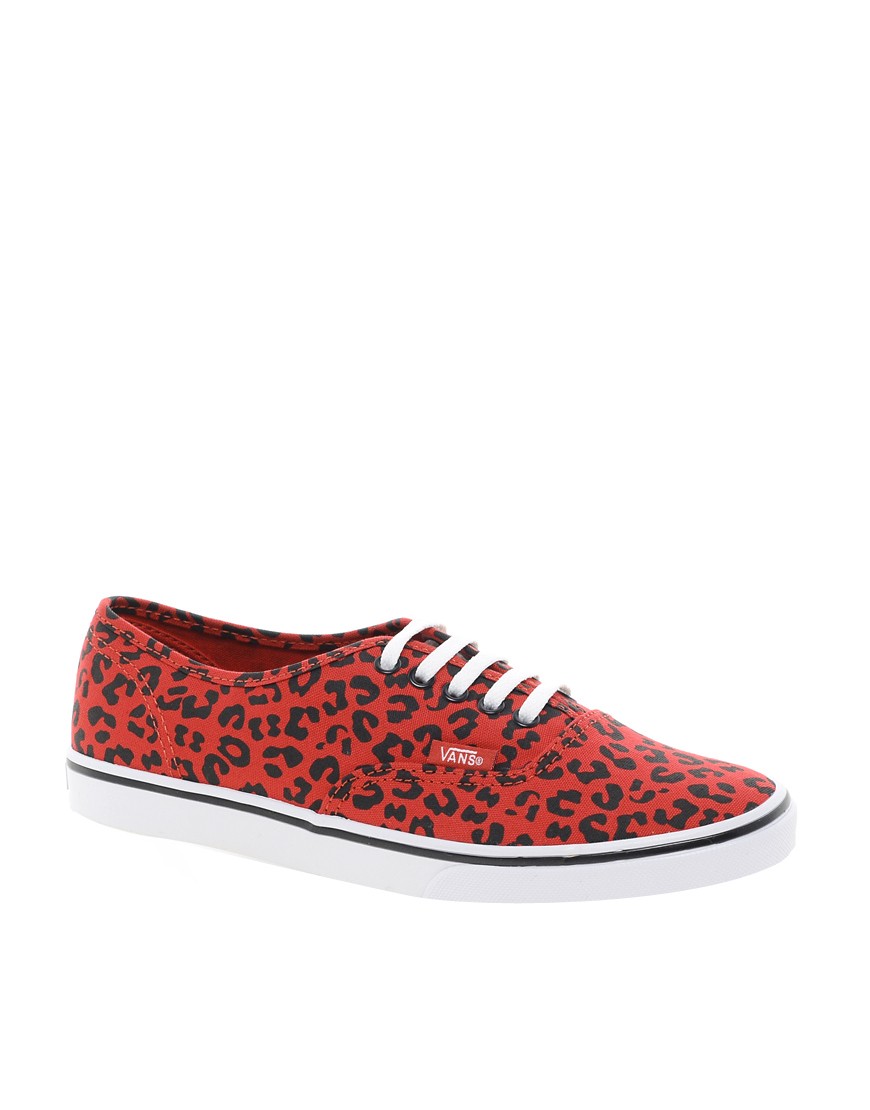 Vans Lo Pro Red Leopard Lace Up Trainers - Red