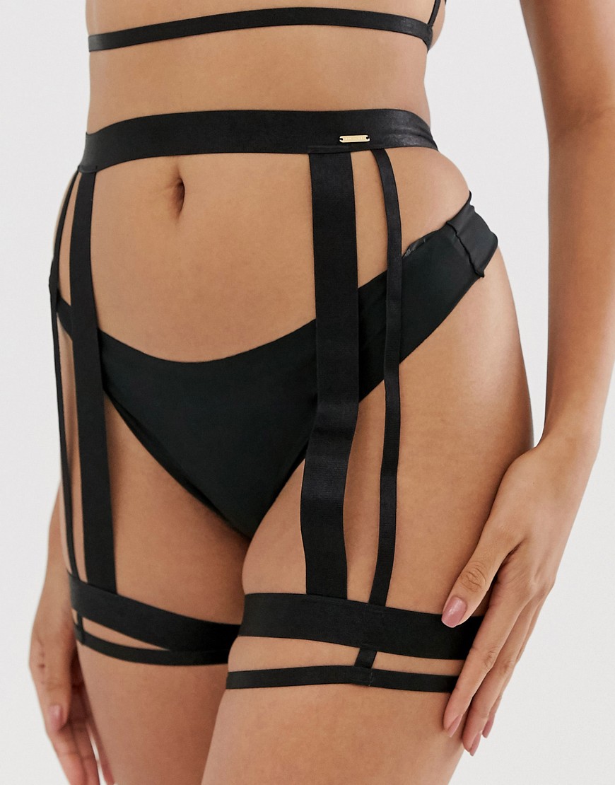 Bluebella Bree strappy cut out thigh harness in black