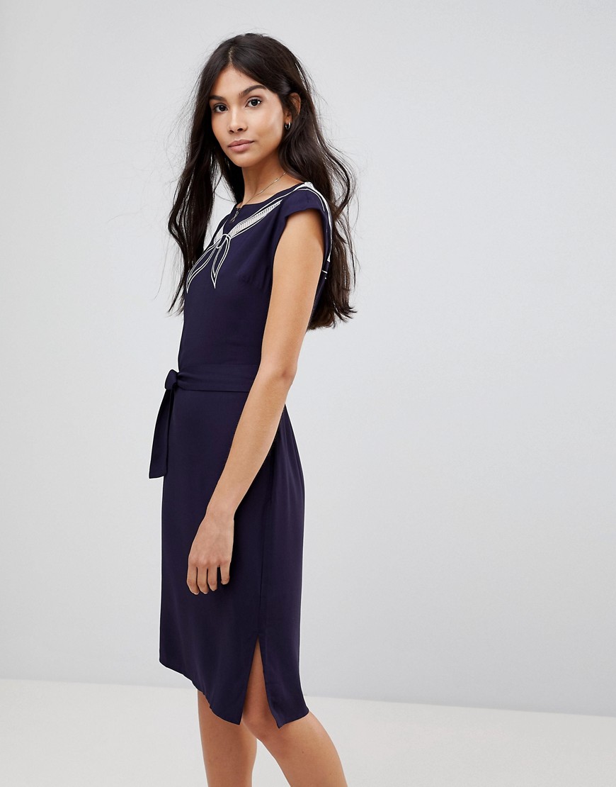 Sugarhill Boutique Ahoy Cutwork Embroidered Dress - Navy
