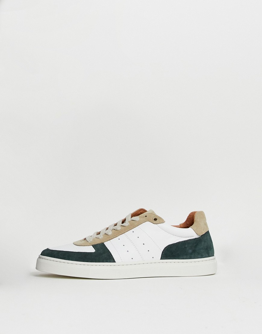 Selected Homme retro leather trainers with contrast panels