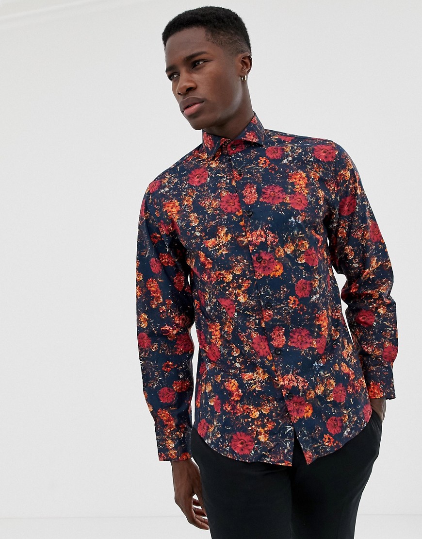 Selected Homme floral printed smart shirt in slim fit