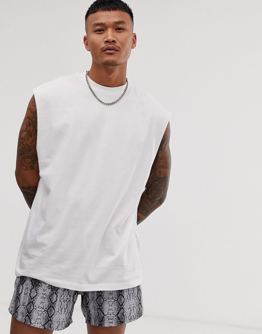 ASOS DESIGN oversized longline sleeveless t-shirt in white