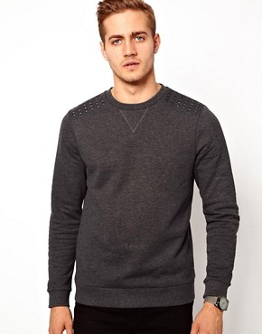 Image 1 of ASOS Sweatshirt With Studded Shoulders
