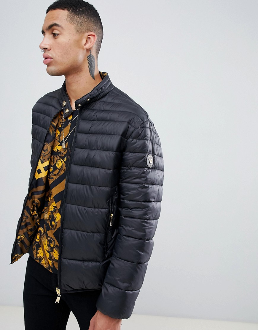 Versace Jeans reversible puffer jacket in black and gold - Black