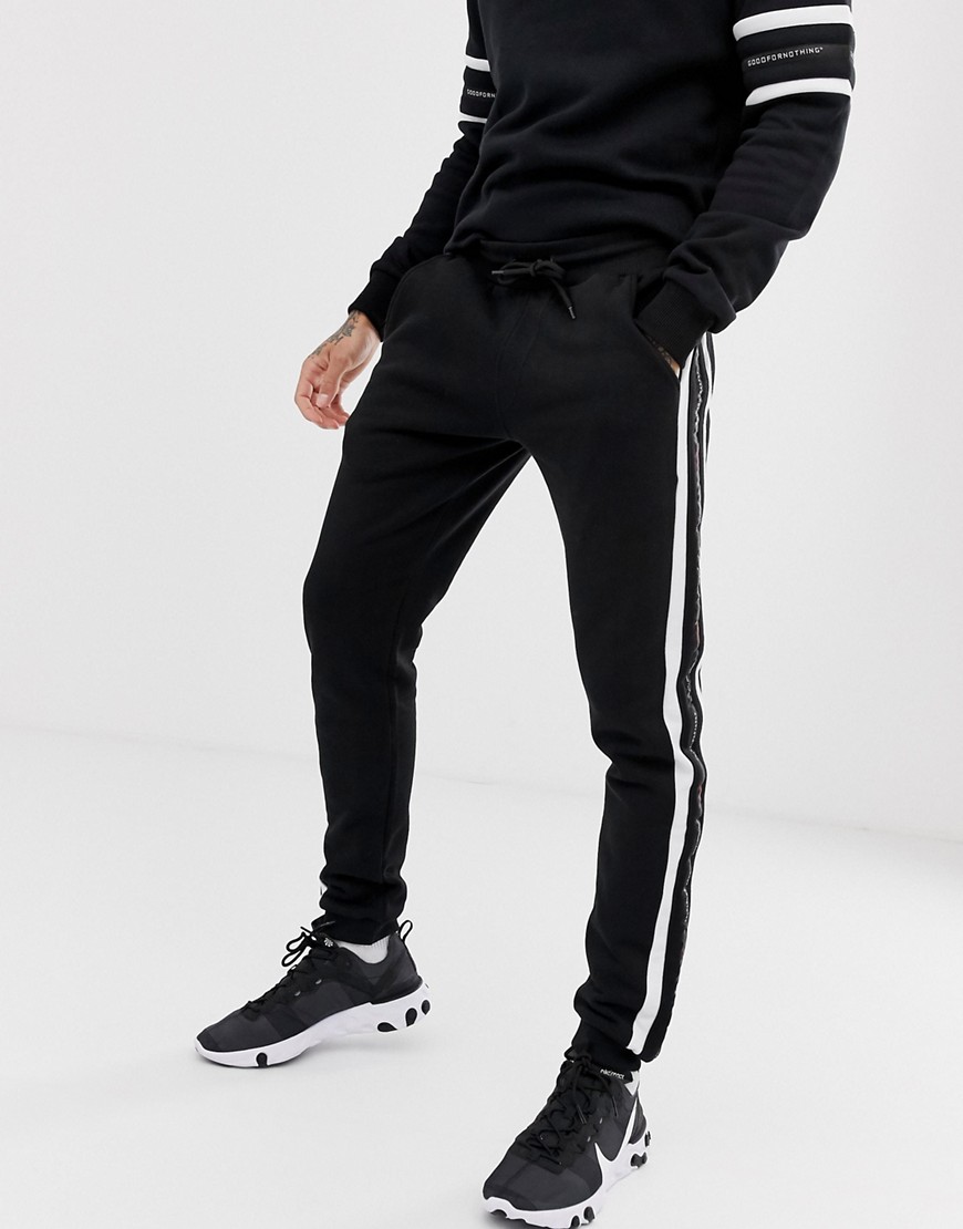 Good For Nothing skinny joggers in black with logo side stripe