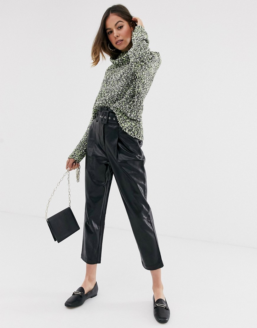 Moon River faux leather cropped trousers