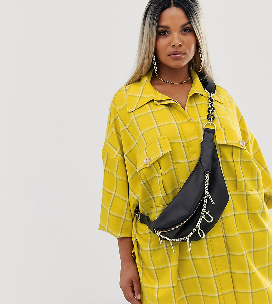 ASOS DESIGN Curve yellow check suit shacket