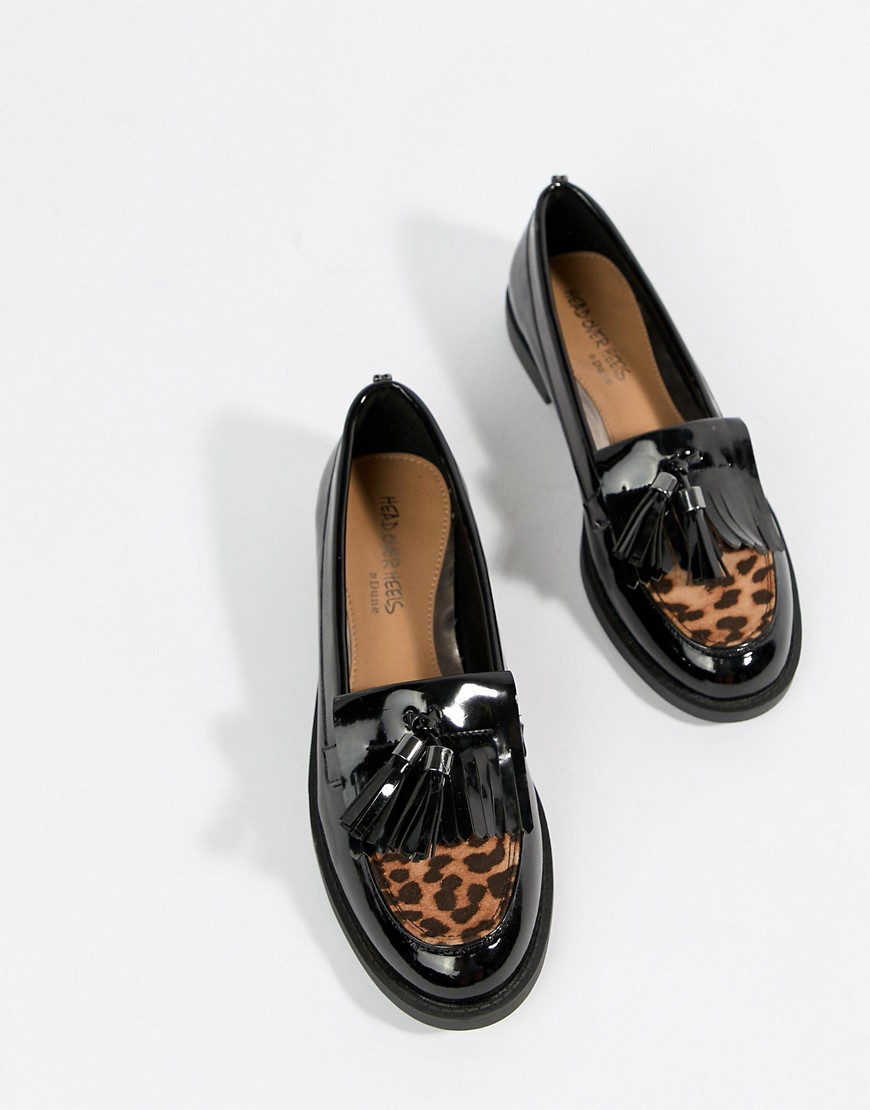 Head Over Heels by Dune Gust Leopard Loafers With Fringe Detail