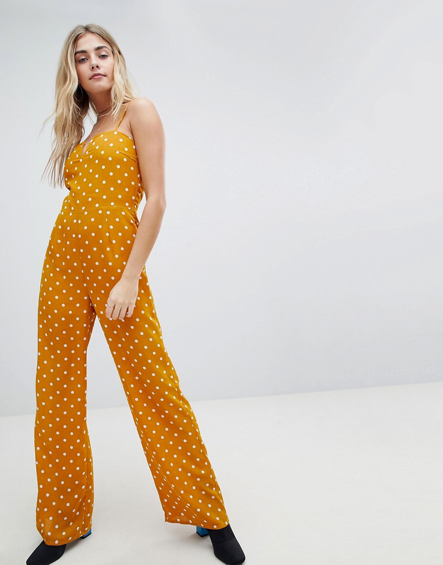 Honey Punch Cami Jumpsuit With Wide Leg In Spot