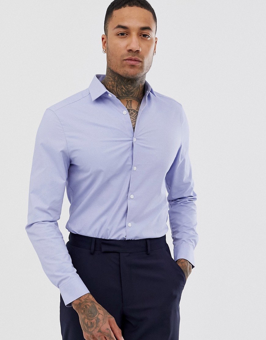 ASOS DESIGN slim fit textured smart shirt in blue