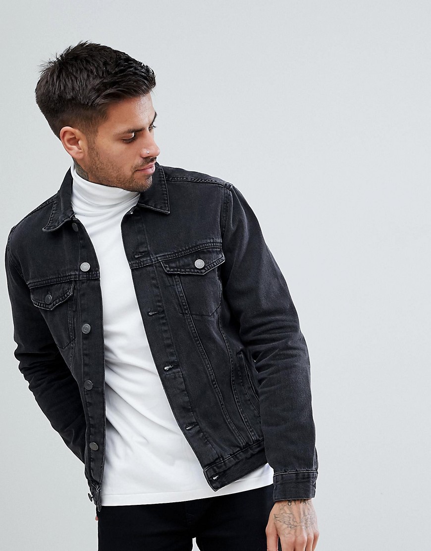 New Look Denim Jacket In Dark Gray Wash - Gray | ModeSens