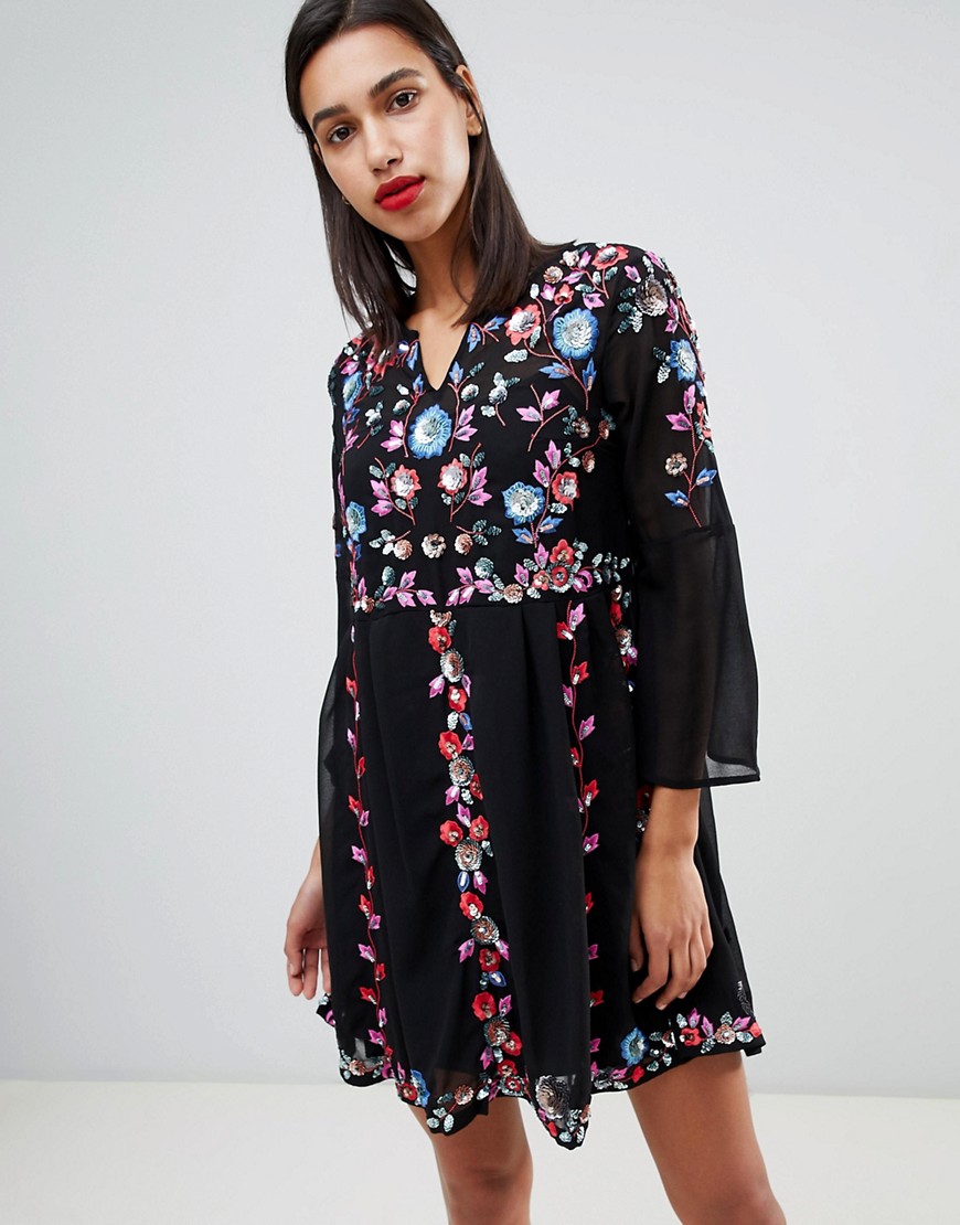 French Connection Edith Floral Embroidered Dress