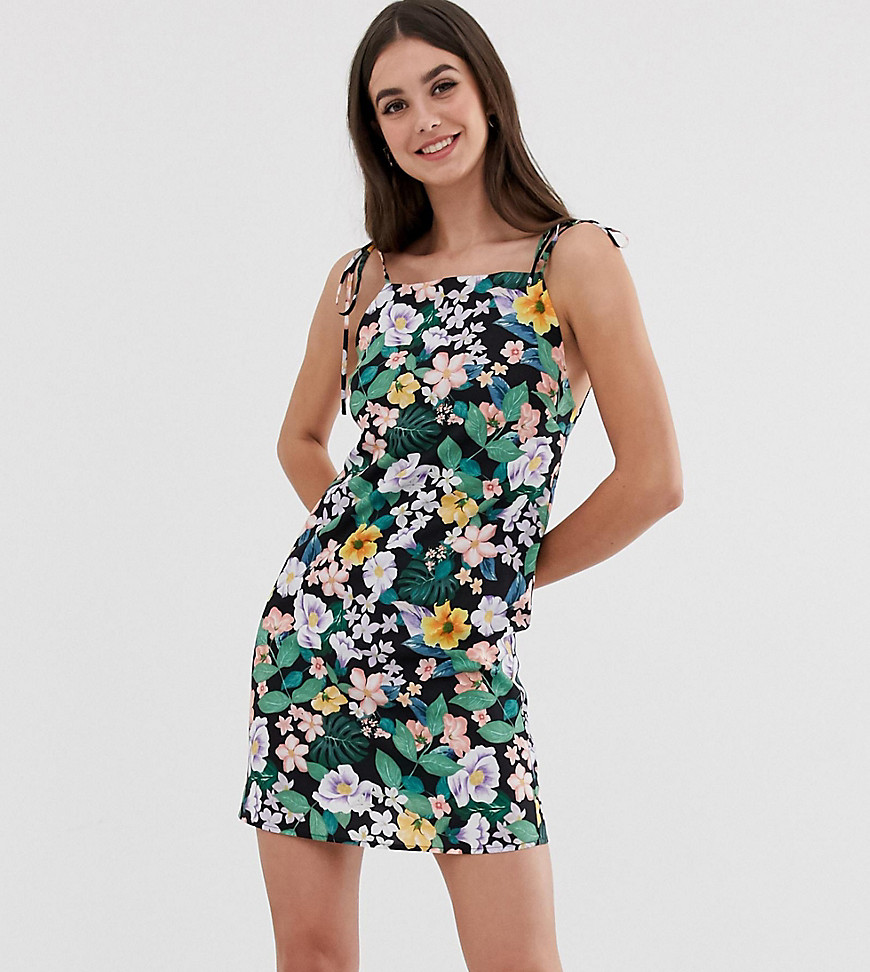 Fashion Union Tall cami dress with lace up back in floral