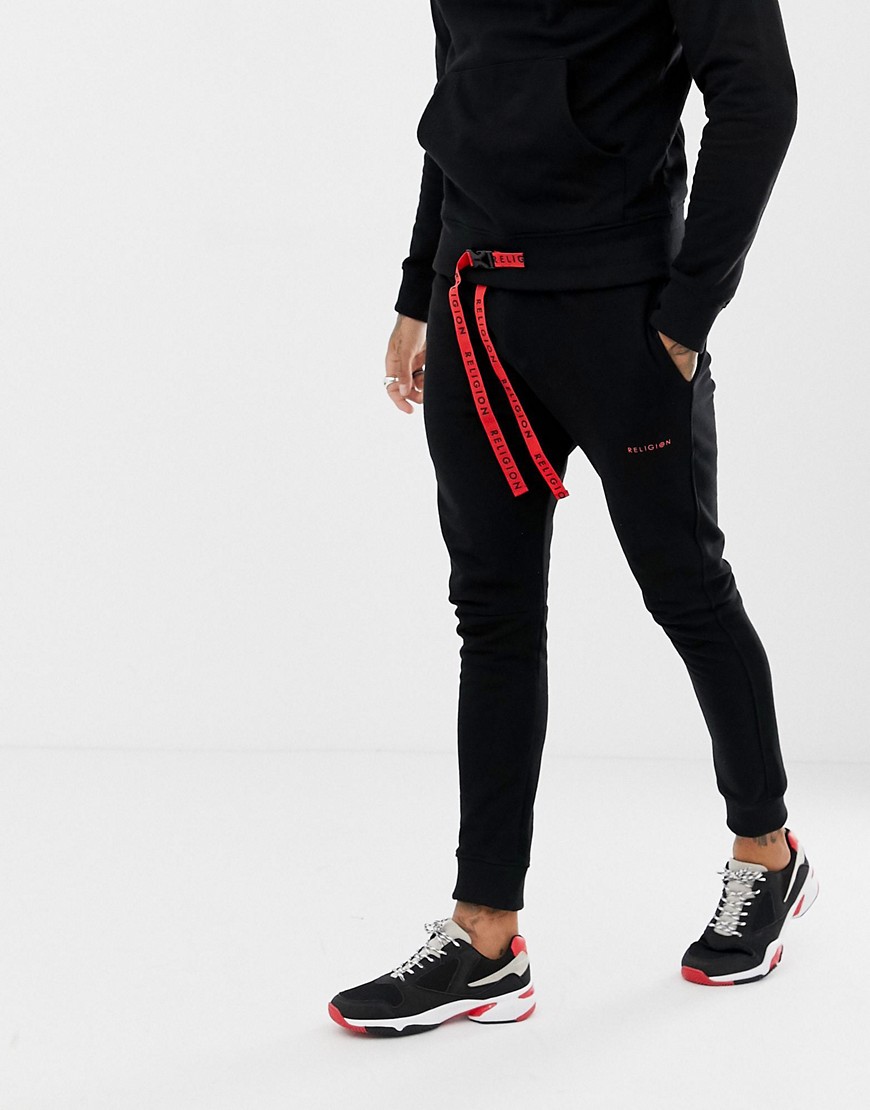 Religion slim fit joggers with taping detail