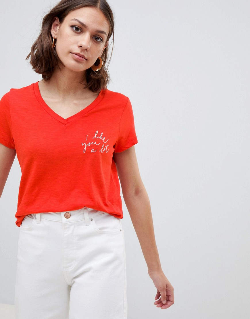 Ichi Slogan T-Shirt - Aurora red