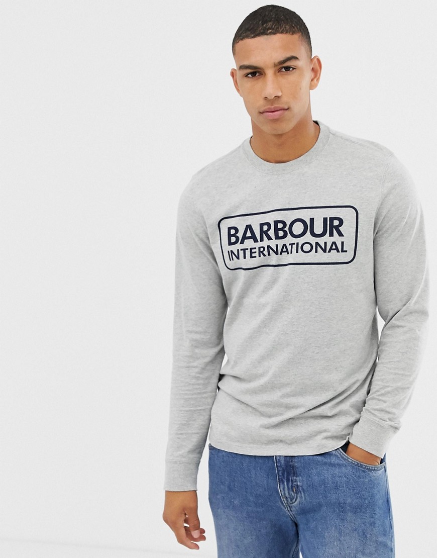 Barbour International large logo long sleeve t-shirt in grey