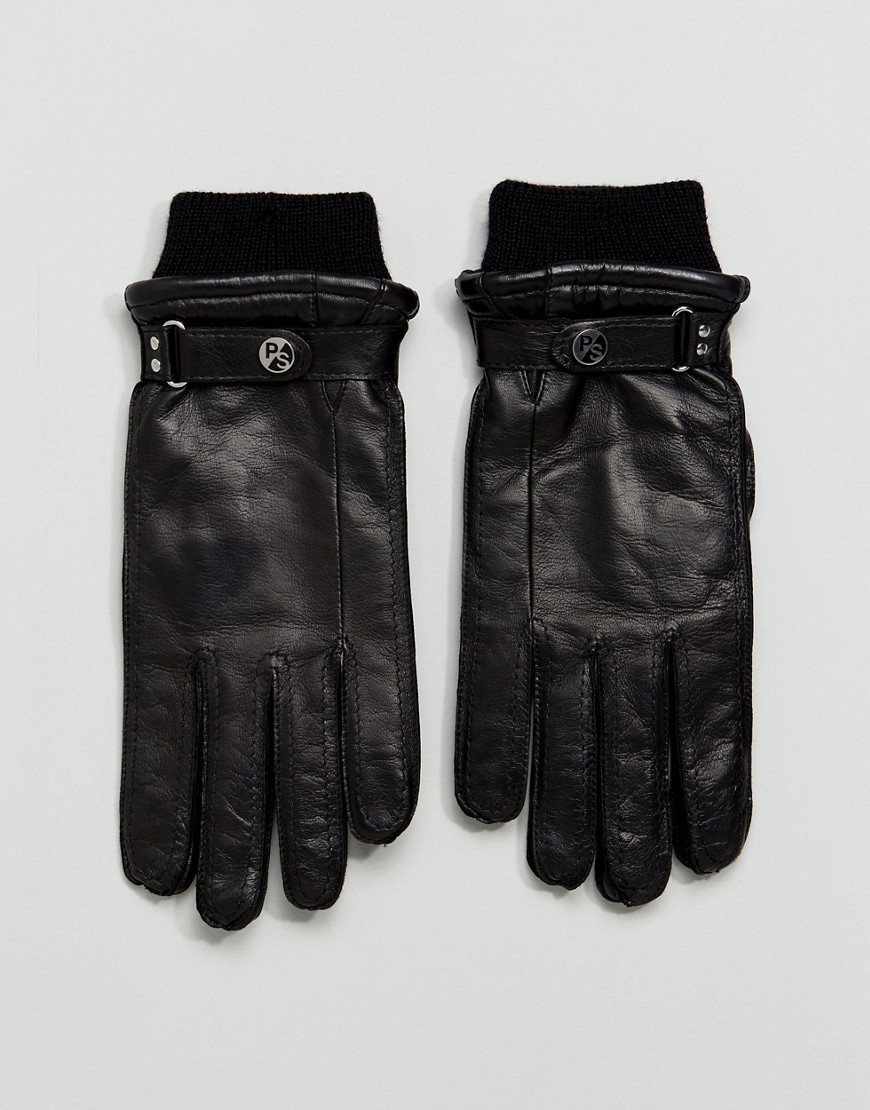 Изготовленные в Италии черные перчатки из козьей кожи PS Paul Smith 