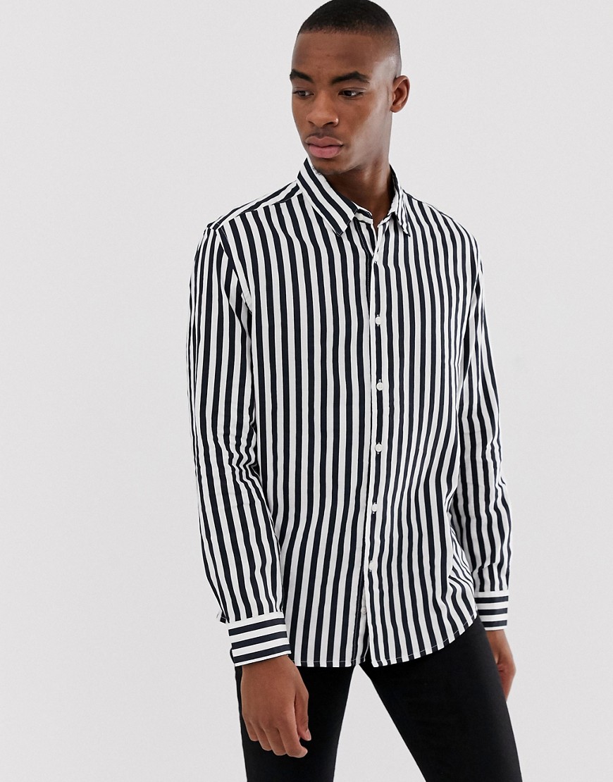 Bershka striped shirt in black and white