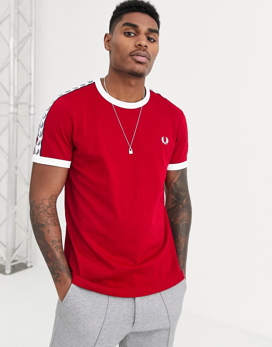 Fred Perry taped ringer t-shirt in red