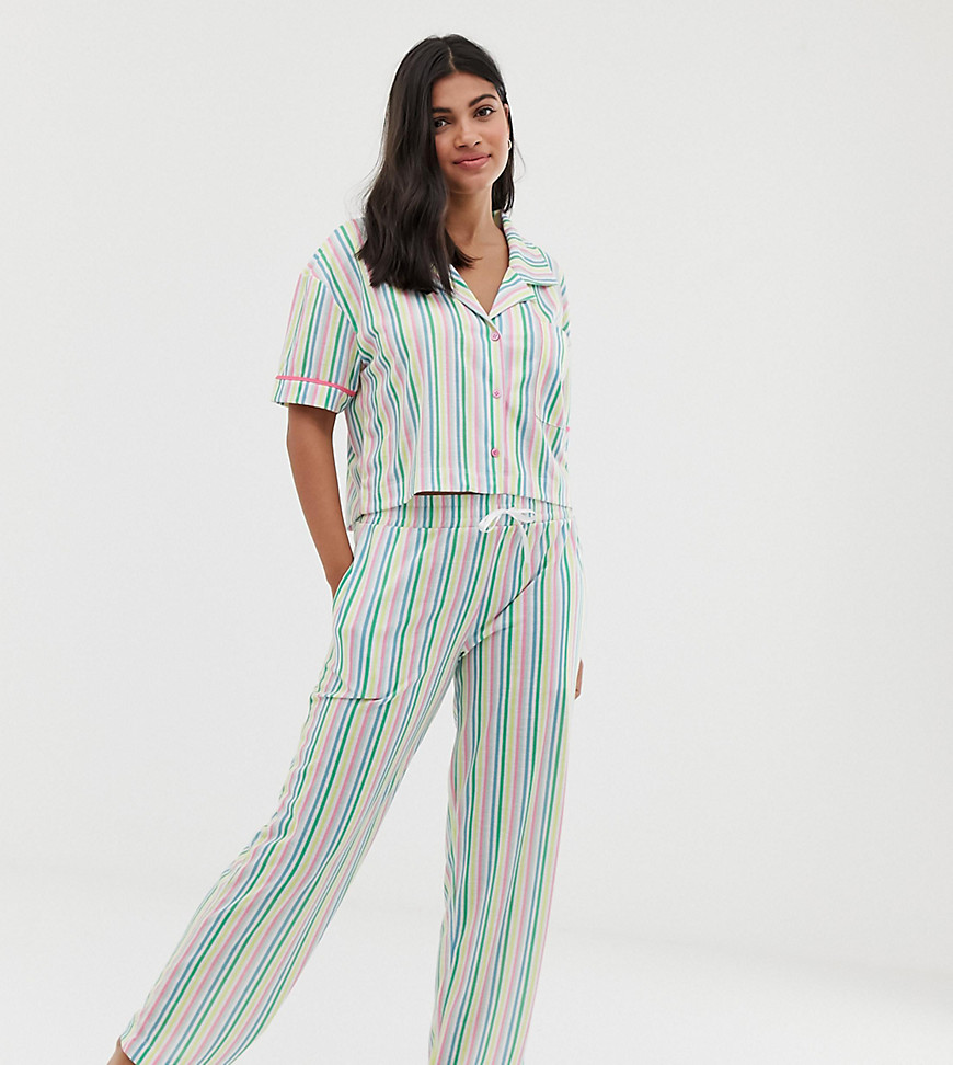 Hey Peachy candy stripe revere pyjama set in multicolour