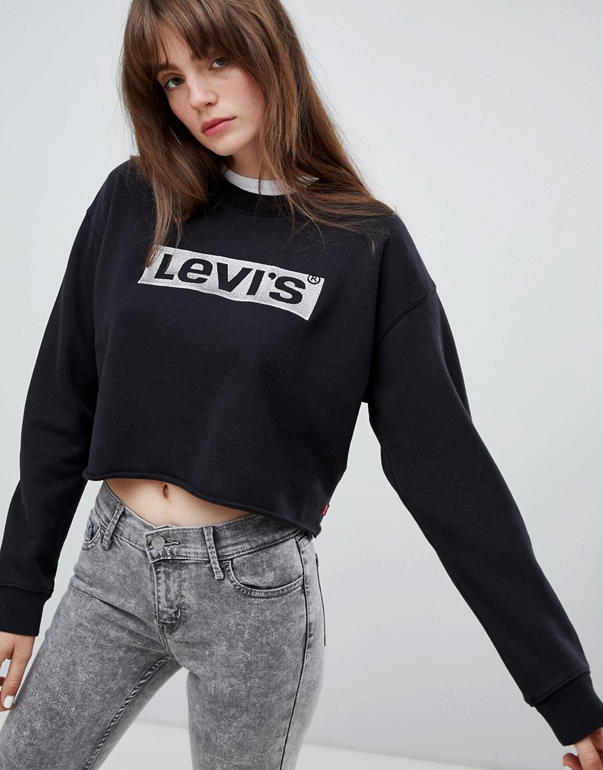 Levi's Sportswear Logo Sweatshirt with Raw Edge in Black - New logo crew caviar