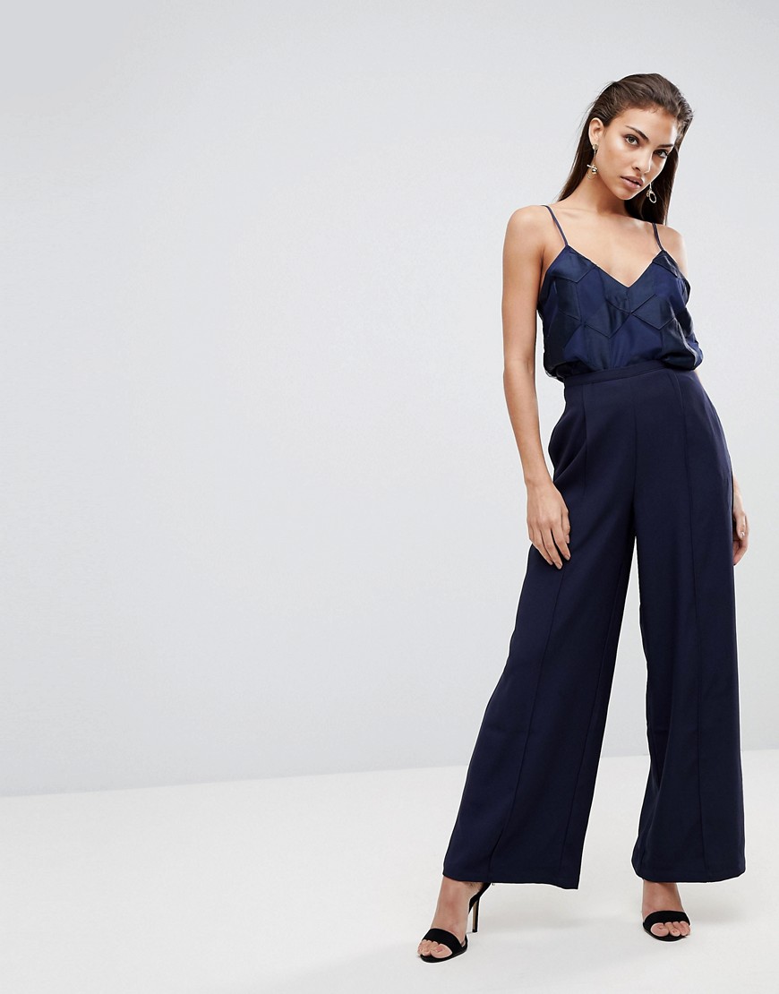 Finders Keepers Carry On Wide Leg Trousers - Navy