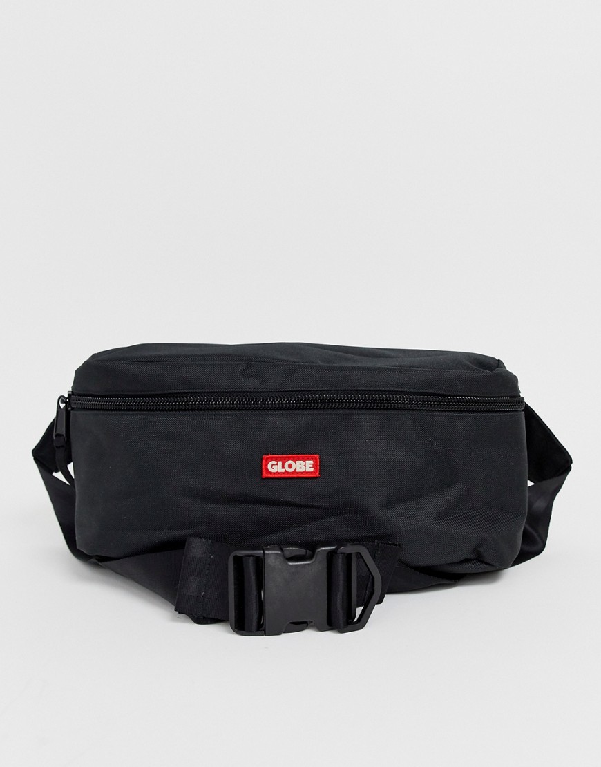 Globe Bar shoulder pack with logo patch in black