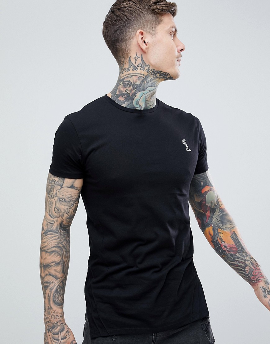 Religion muscle fit t-shirt with hem detail in black
