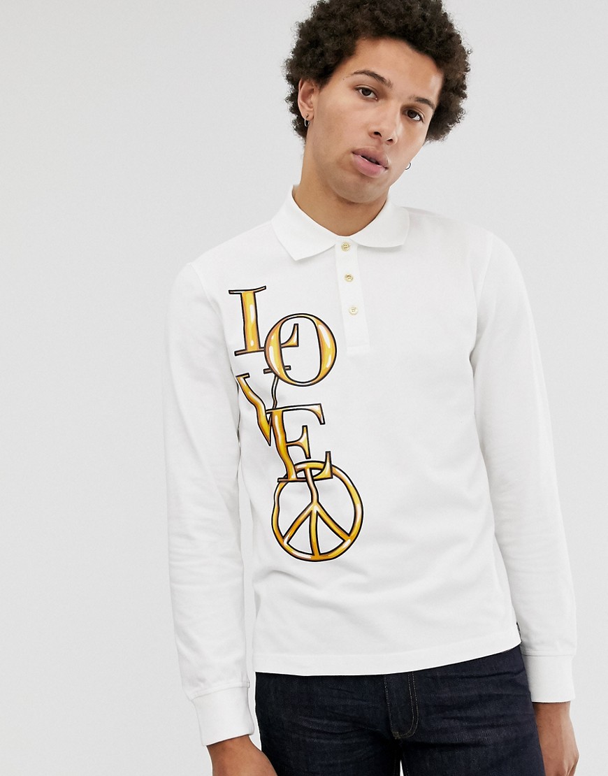Love Moschino long sleeve polo shirt with gold print