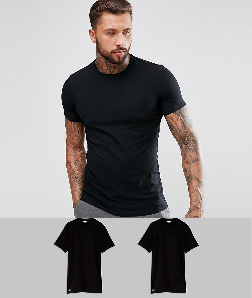 Lacoste crew t-shirt 2 pack slim fit black