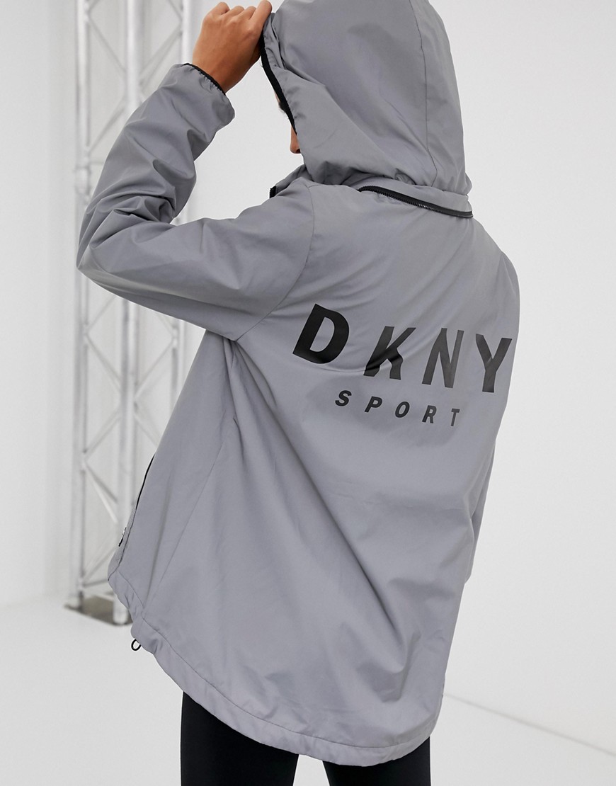 DKNY reflective hooded jacket with back logo