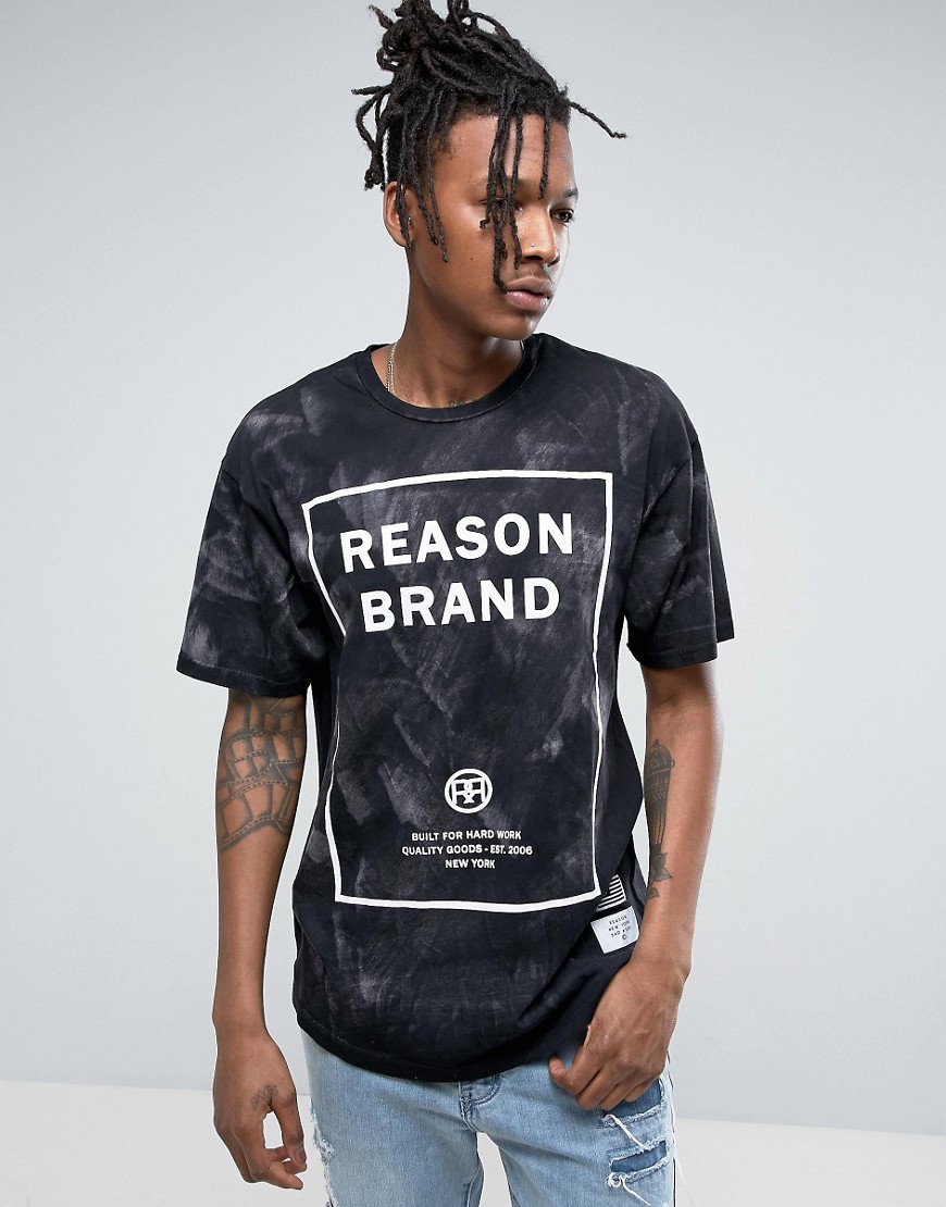 Reason Logo T-Shirt In Acid Wash - Black