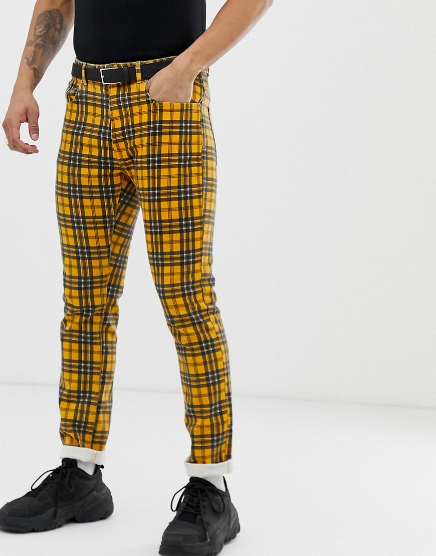 Pull&Bear co-ord slim fit jeans in yellow check