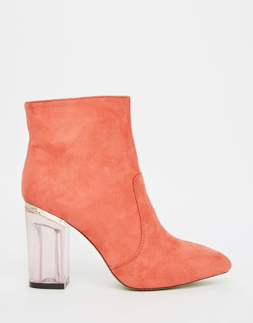 Pink | Public Desire Cate Pink Clear Heel Ankle Boot at ASOS