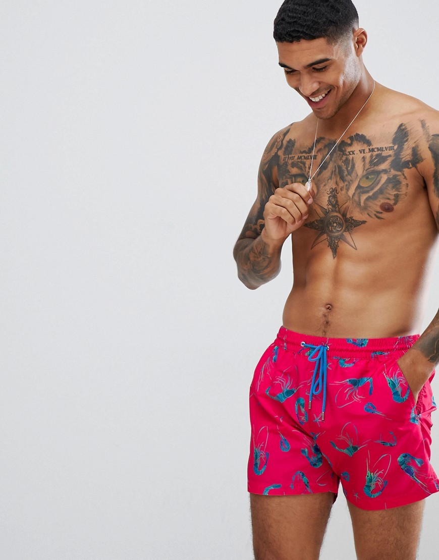 Paul Smith abstract prawns print swim shorts in hot pink