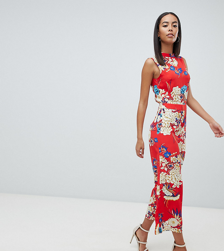 Missguided Tall Open Back Floral Culotte Jumpsuit