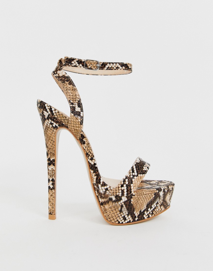 Simmi London Scandal snake print platform heeled sandals