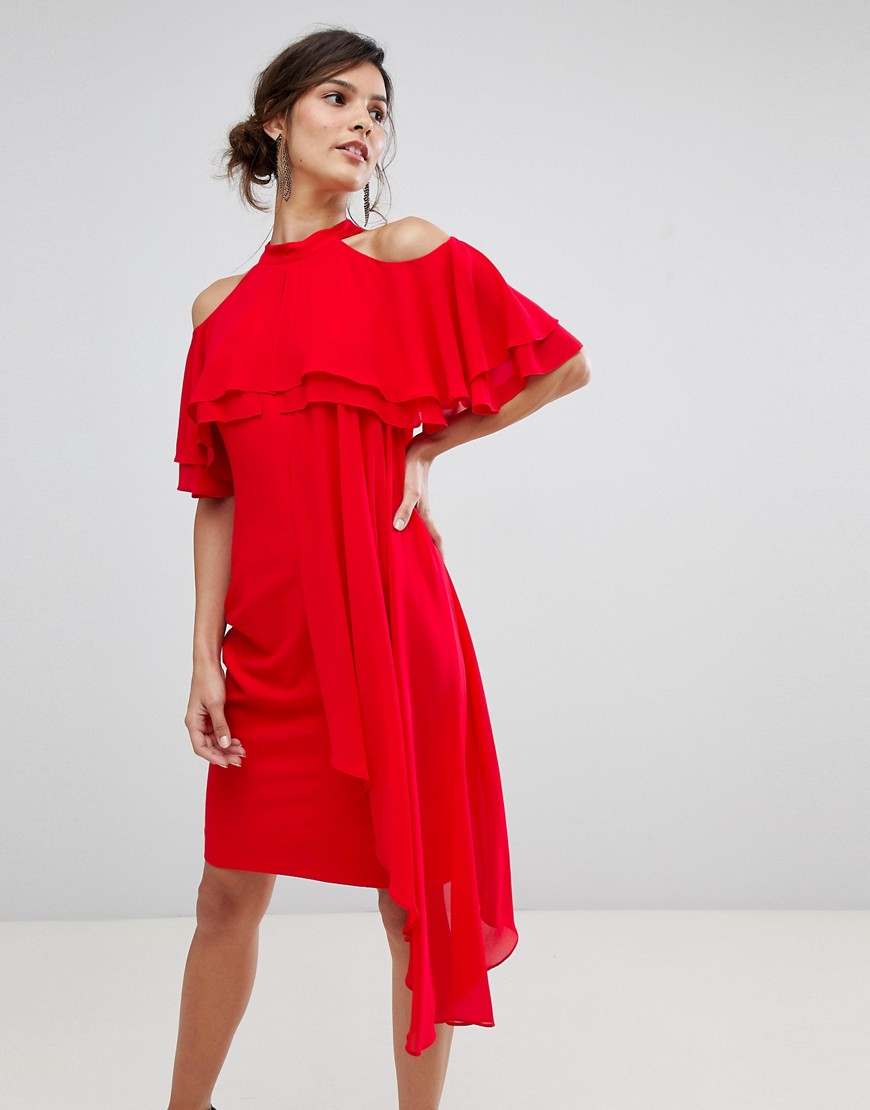 Coast Inez ruffle layered dress - Red 84
