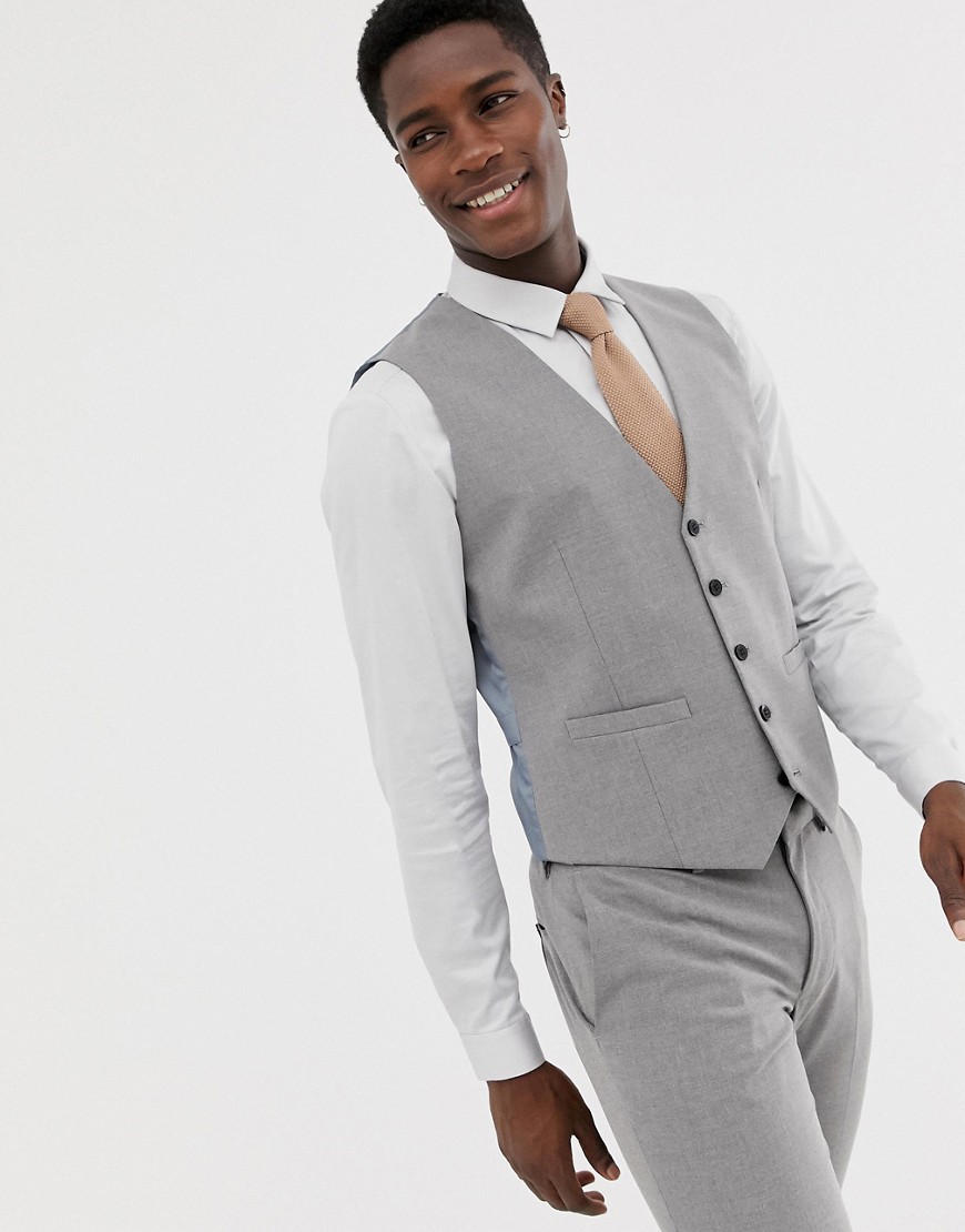 Burton Menswear wedding skinny fit waistcoat in grey
