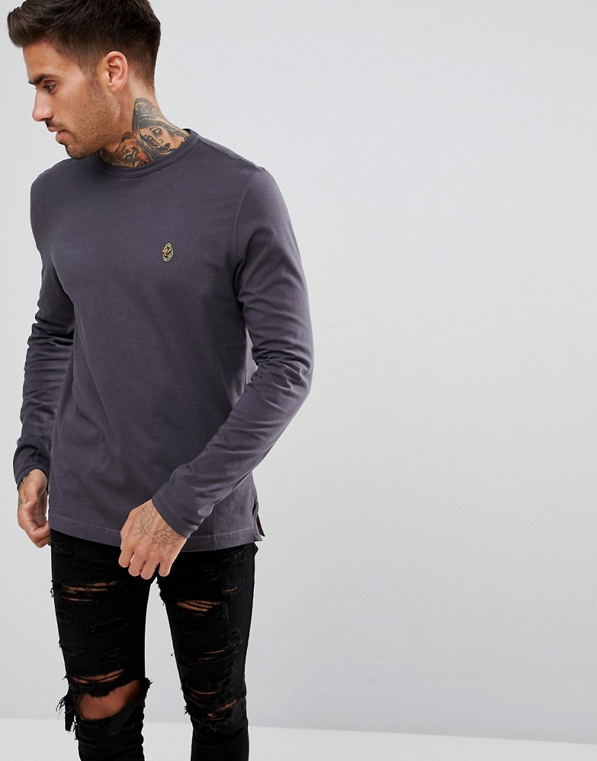 Luke Sport Traff Long Sleeve T-Shirt In Charcoal - Charcoal